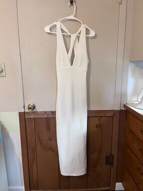 Hello Molly White V-Neck Maxi Dress with Strappy Back